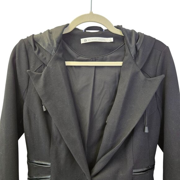 Blanc Noir Gayatri Viscose Blend One Button Hooded Blazer Jacket Size Small - Picture 4 of 7